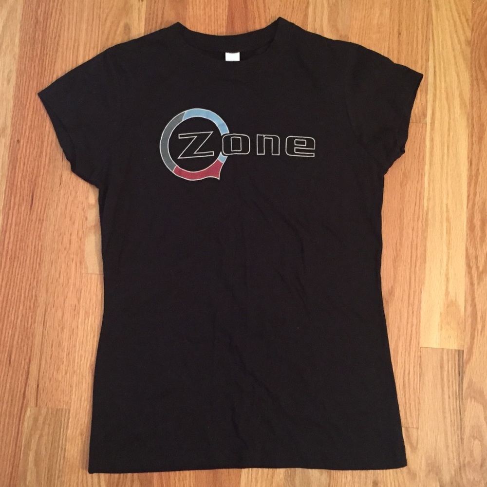 ZONE Cap Sleeve Fitted Black Tee Shirt